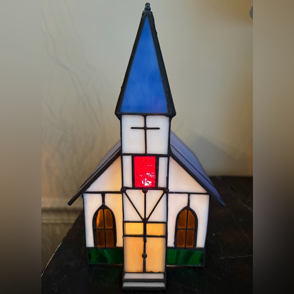 Crystal Village Illuminated Stained Glass Collectables, Glass Church